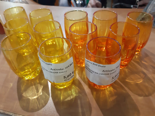 6 Bicchierini Da Liquore Gialli/arancione