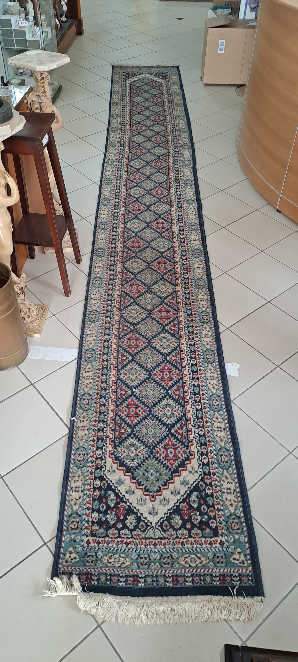 Tappeto Corsia Rombi Bordo Blu 490x66