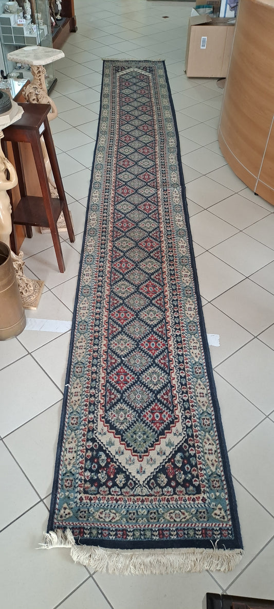 Tappeto Corsia Rombi Bordo Blu 490x66