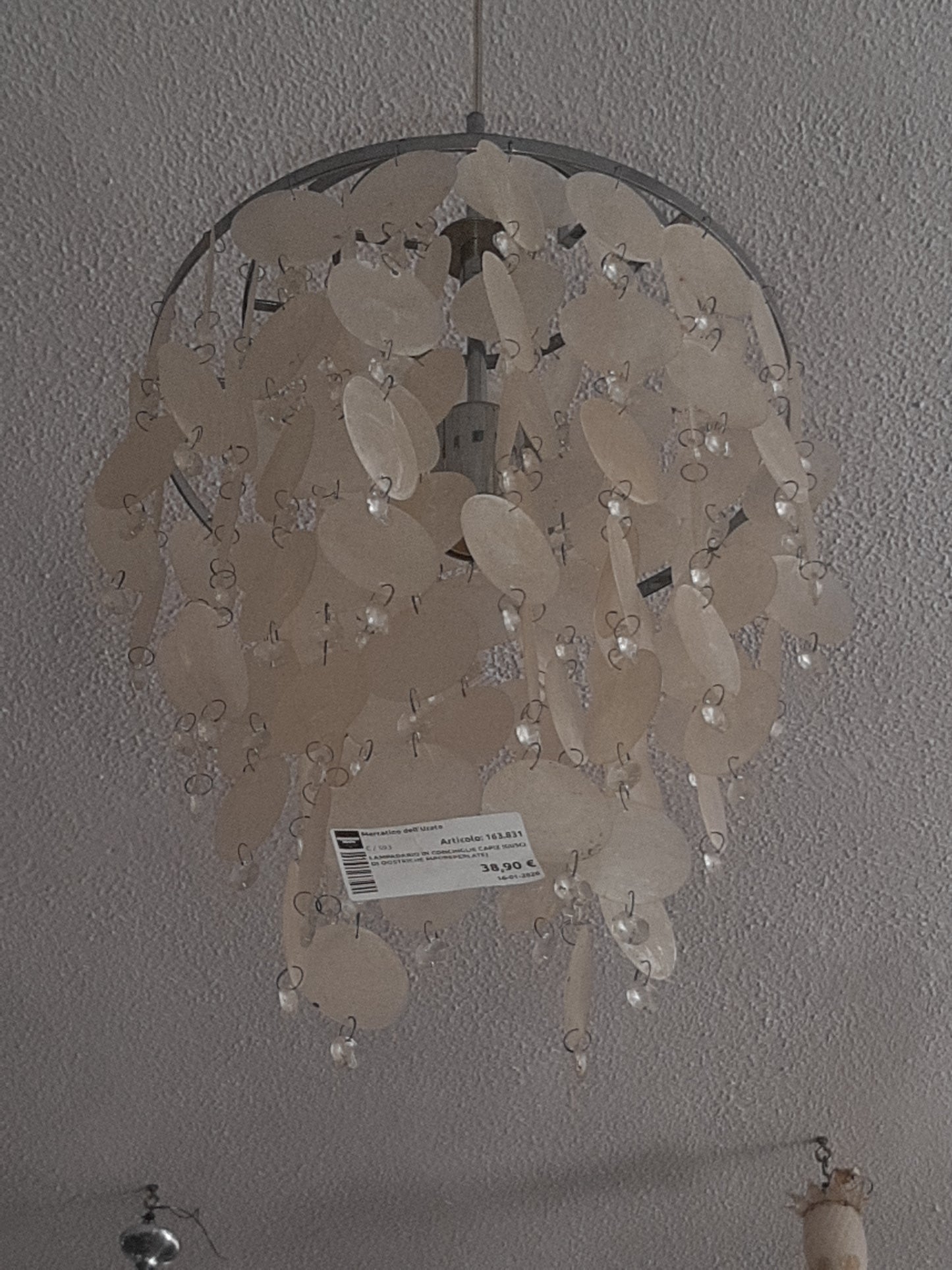Lampadario In Conchiglie Capiz (gusci Di Oostriche Madreperlate)