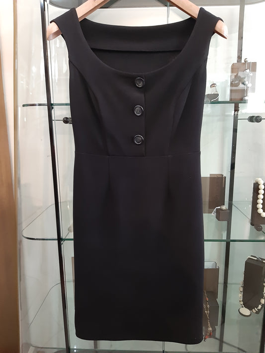 Vestito Nero Con Bottoni Misura M