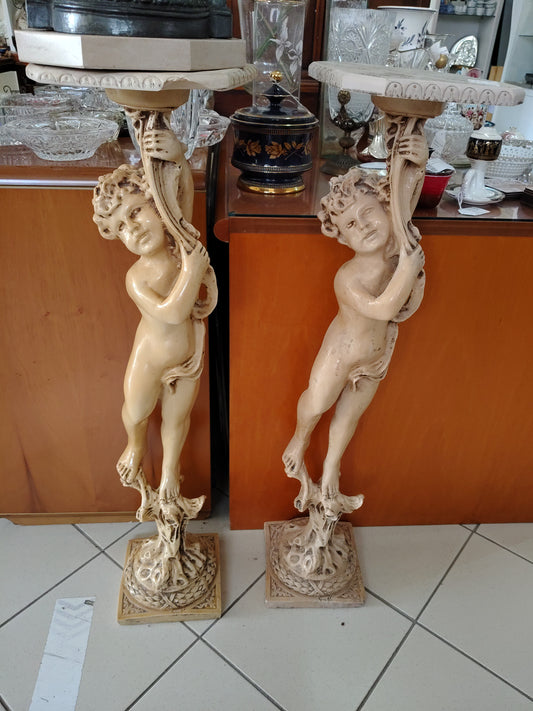 Statua Colonna Porta Vaso Impasto Di Marmo R