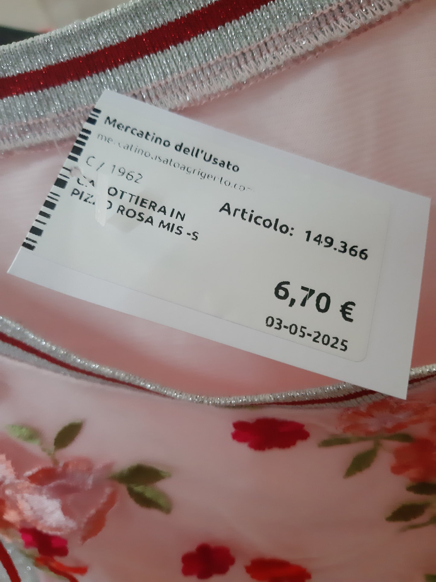 Canottiera In Pizzo Rosa Mis -s