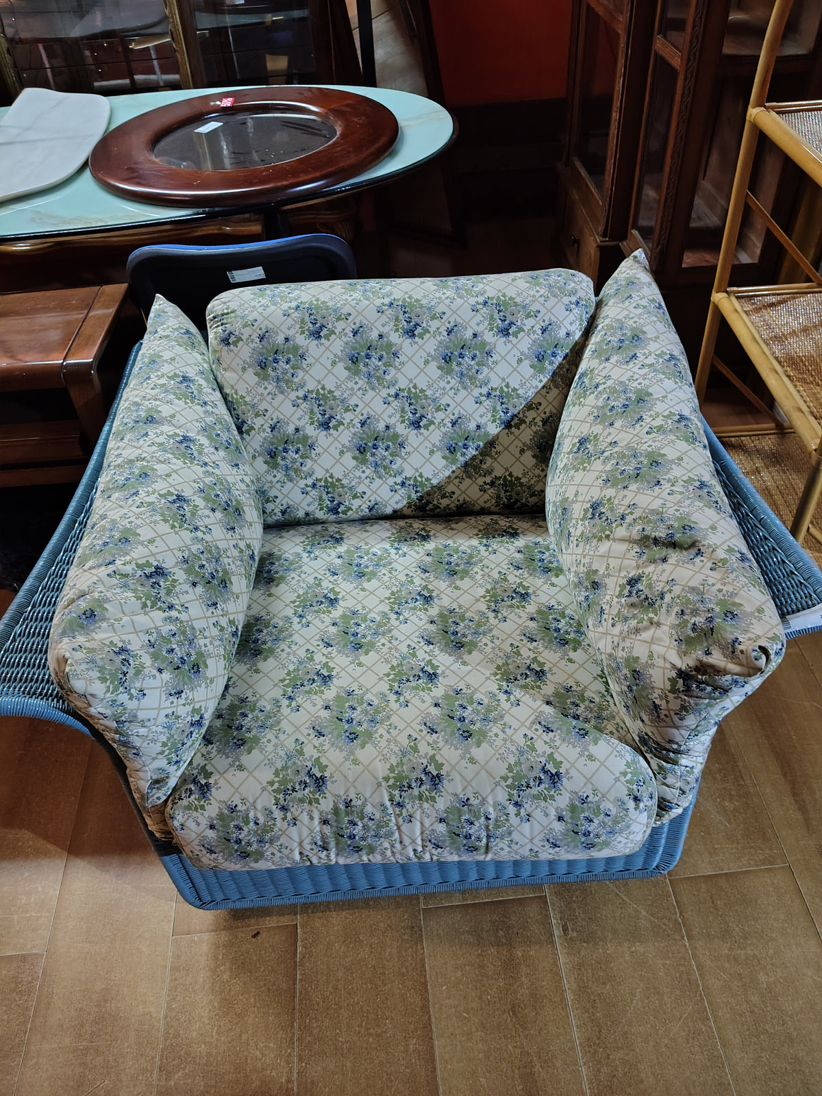 Poltrona Letto Rattan E Bambù Azzurra