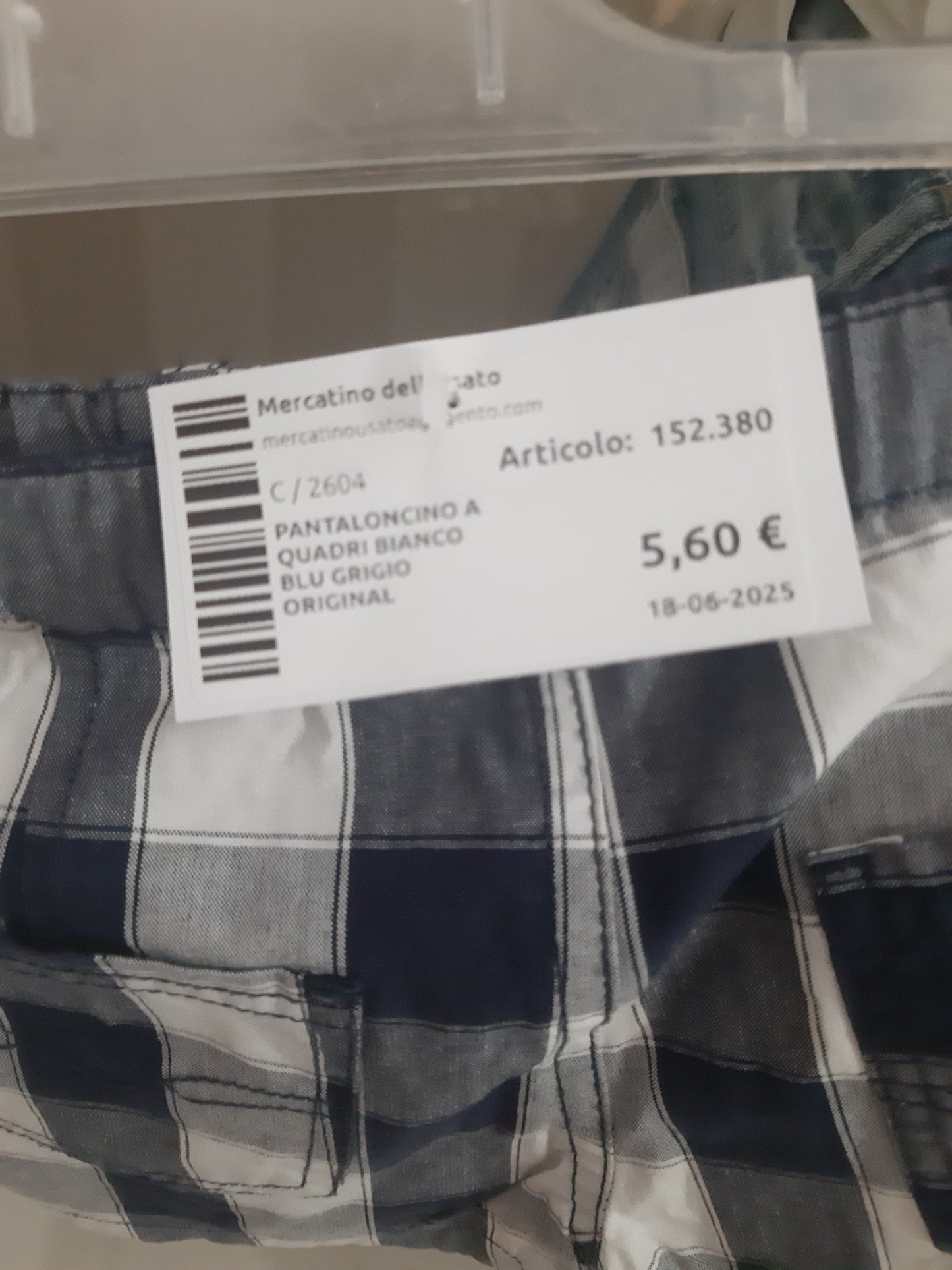 Pantaloncino A Quadri Bianco Blu Grigio Original Marines 9/12mesi