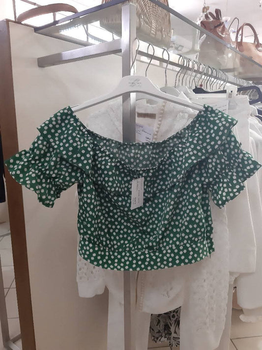 Maglia Bianca E Verde A Fiori Ms-s