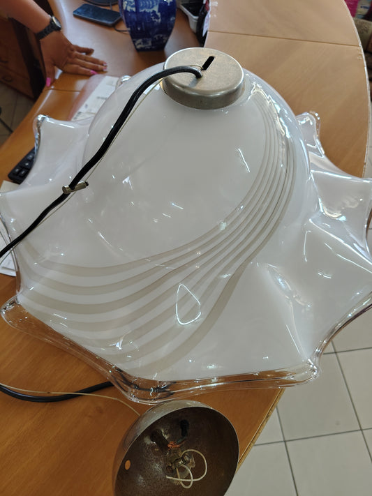 Lampadario Coppa In Murano Bianco