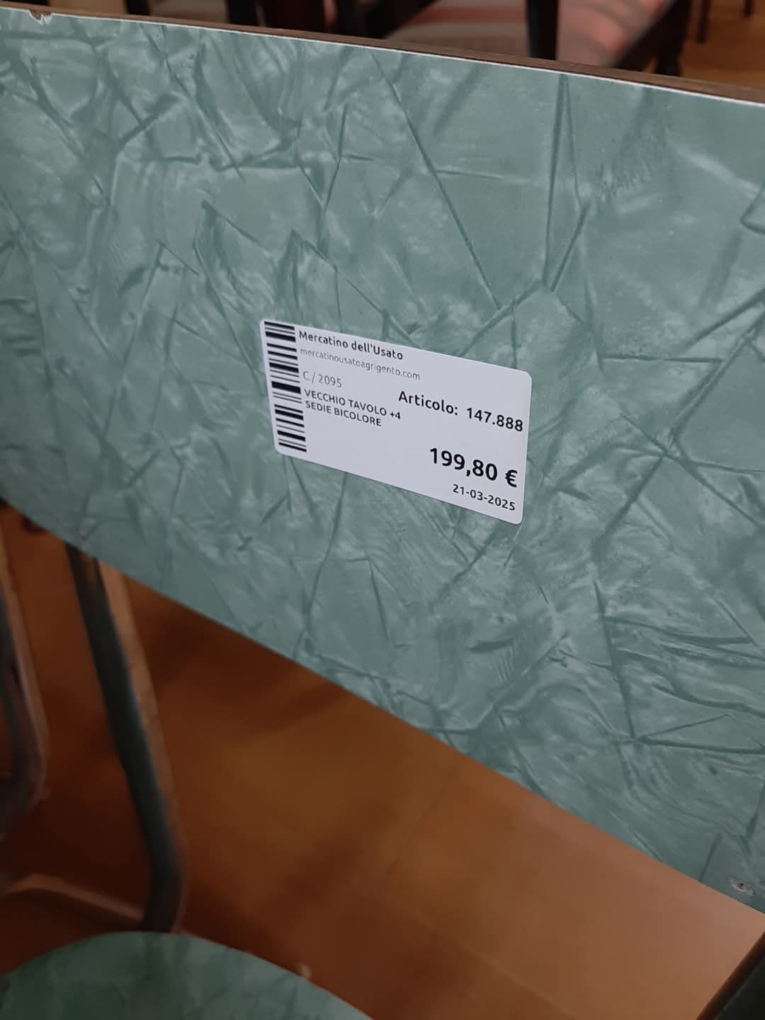 Vecchio Tavolo +4 Sedie Bicolore