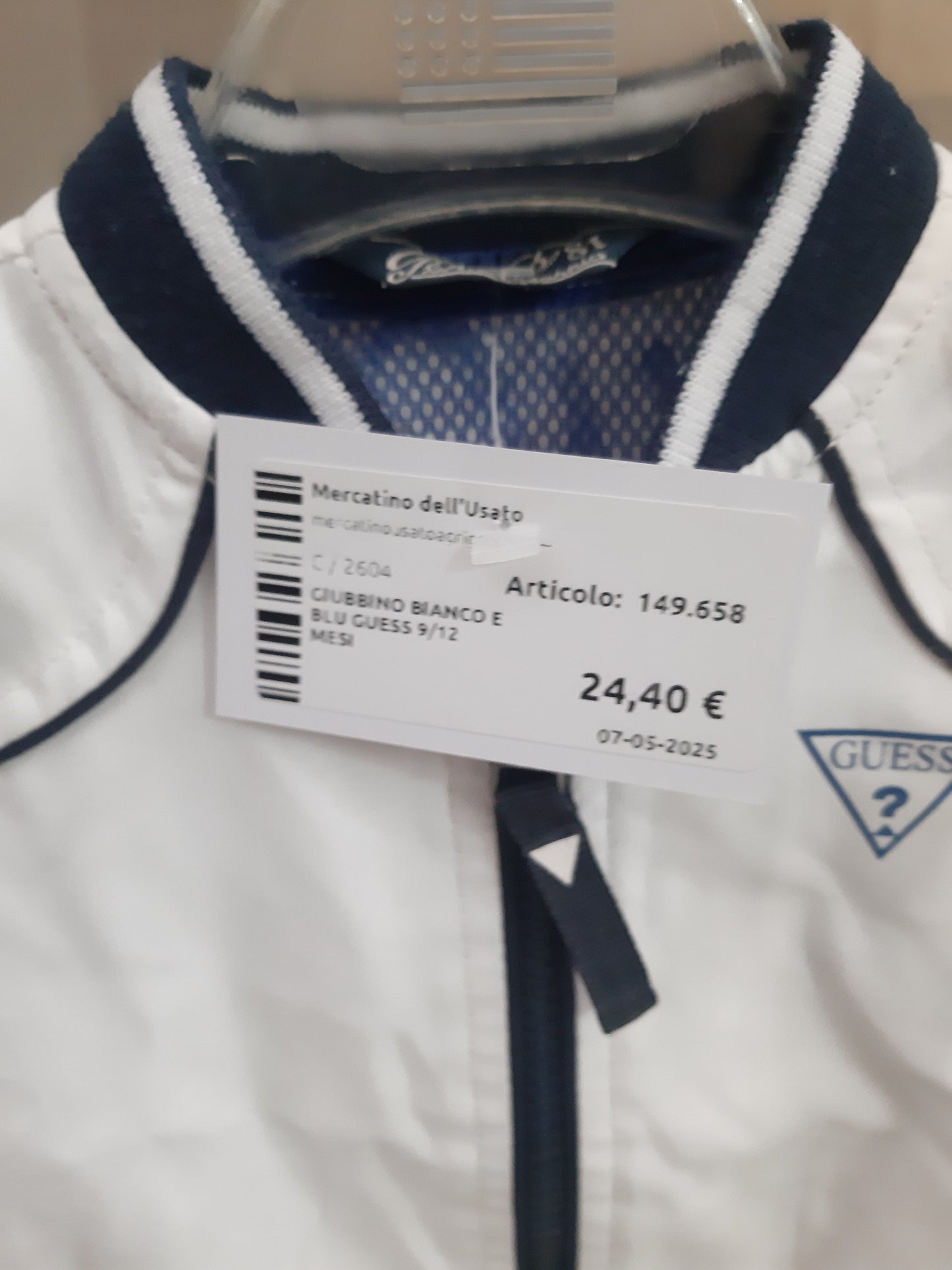 Giubbino Bianco E Blu Guess 9/12 Mesi