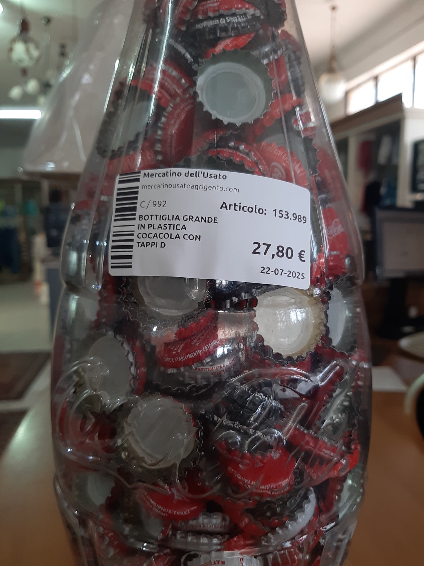 Bottiglia Grande In Plastica Cocacola Con Tappi Dentro