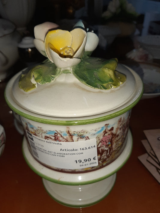 Alzatina Art Elaboration Con Coperchio Con Fiori