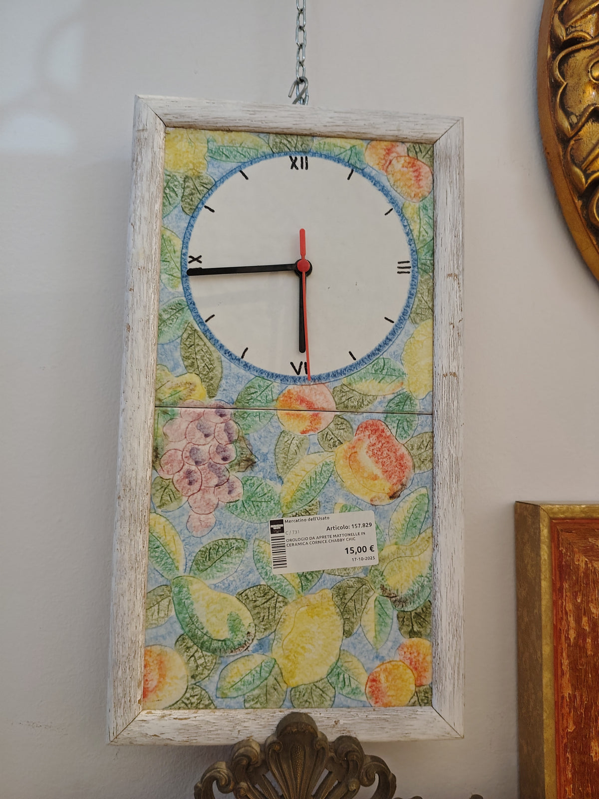 Orologio Da Aprete Mattonelle In Ceramica Cornice Chabby Chic