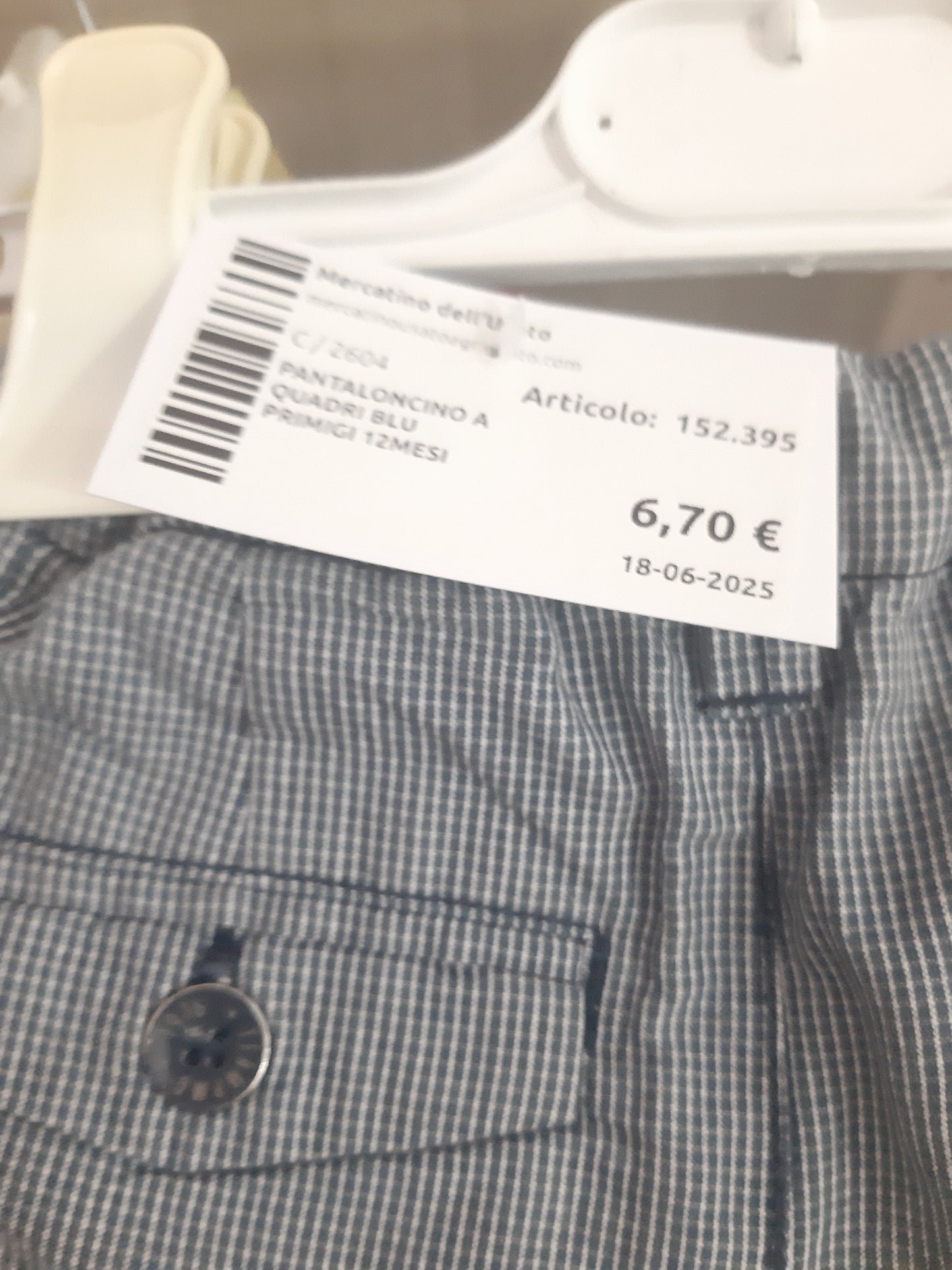 Pantaloncino A Quadri Blu Primigi 12mesi