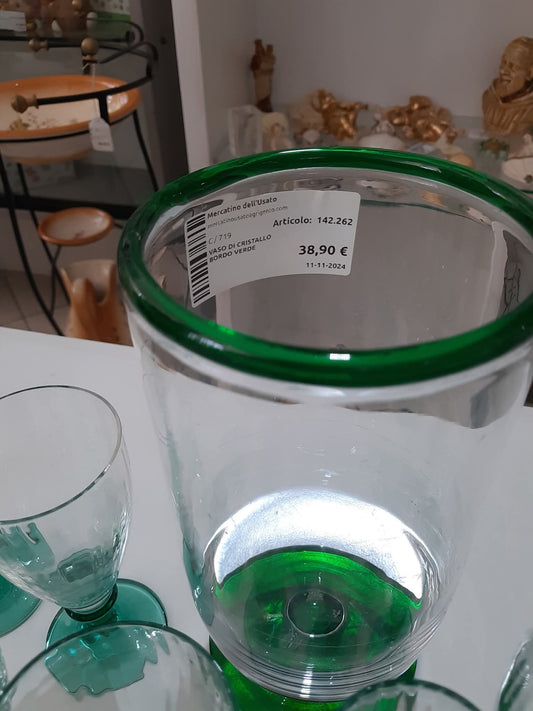 Vaso Di Cristallo Bordo Verde