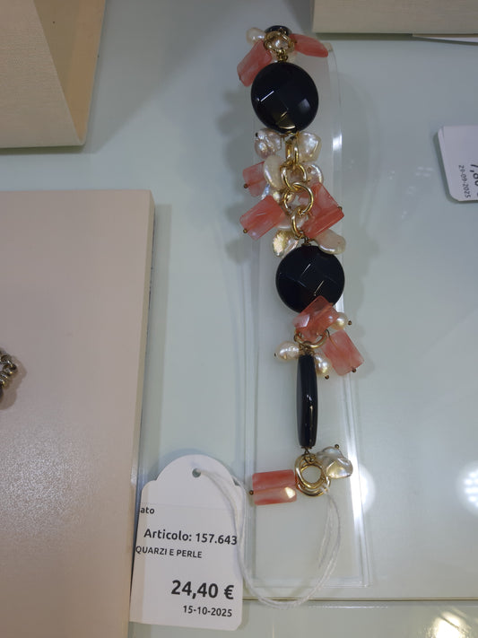 Bracciale Onice Quarzi E Perle