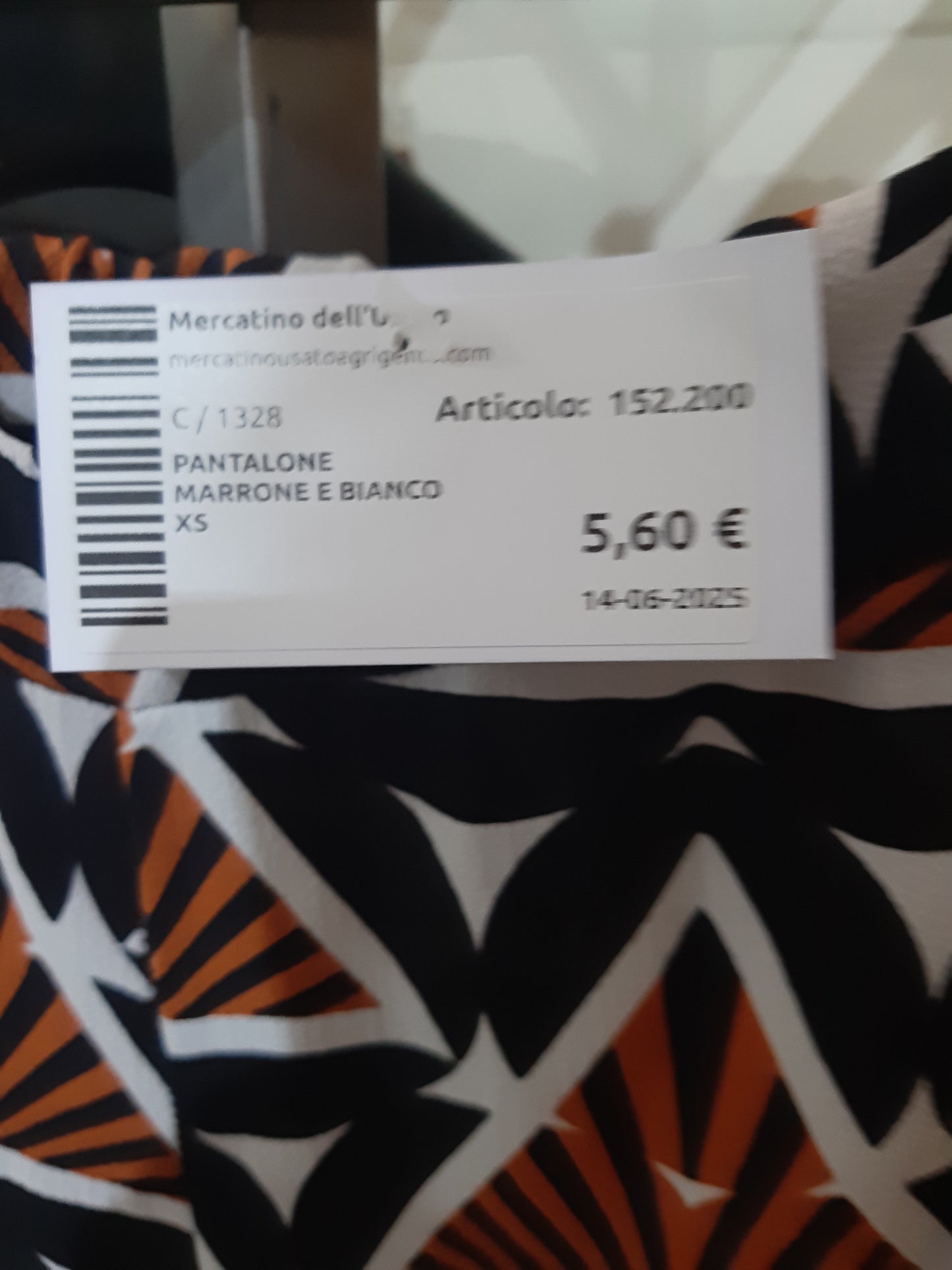 Pantalone Marrone E Bianco Xs