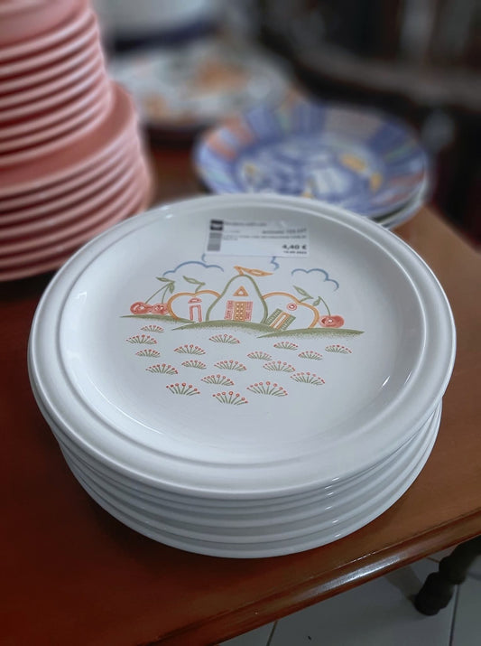 6 Piatti Piani Con Decorazione Case Di Frutta