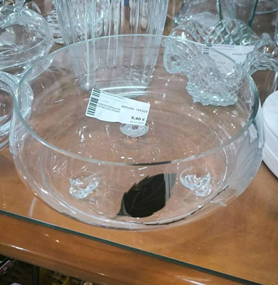 Centro Tavolo In Vetro Con Piedini