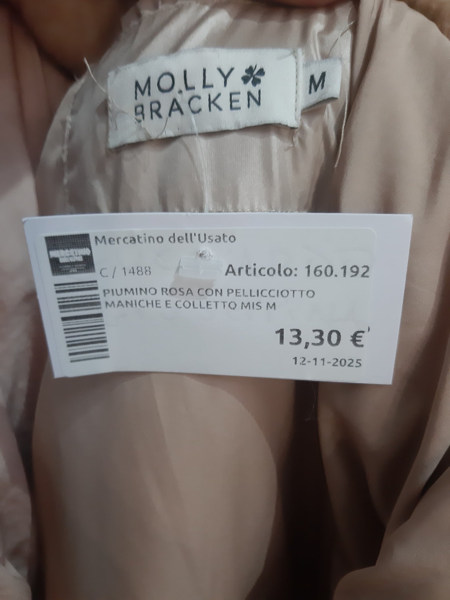 Piumino Rosa Con Pellicciotto Maniche E Colletto Mis M