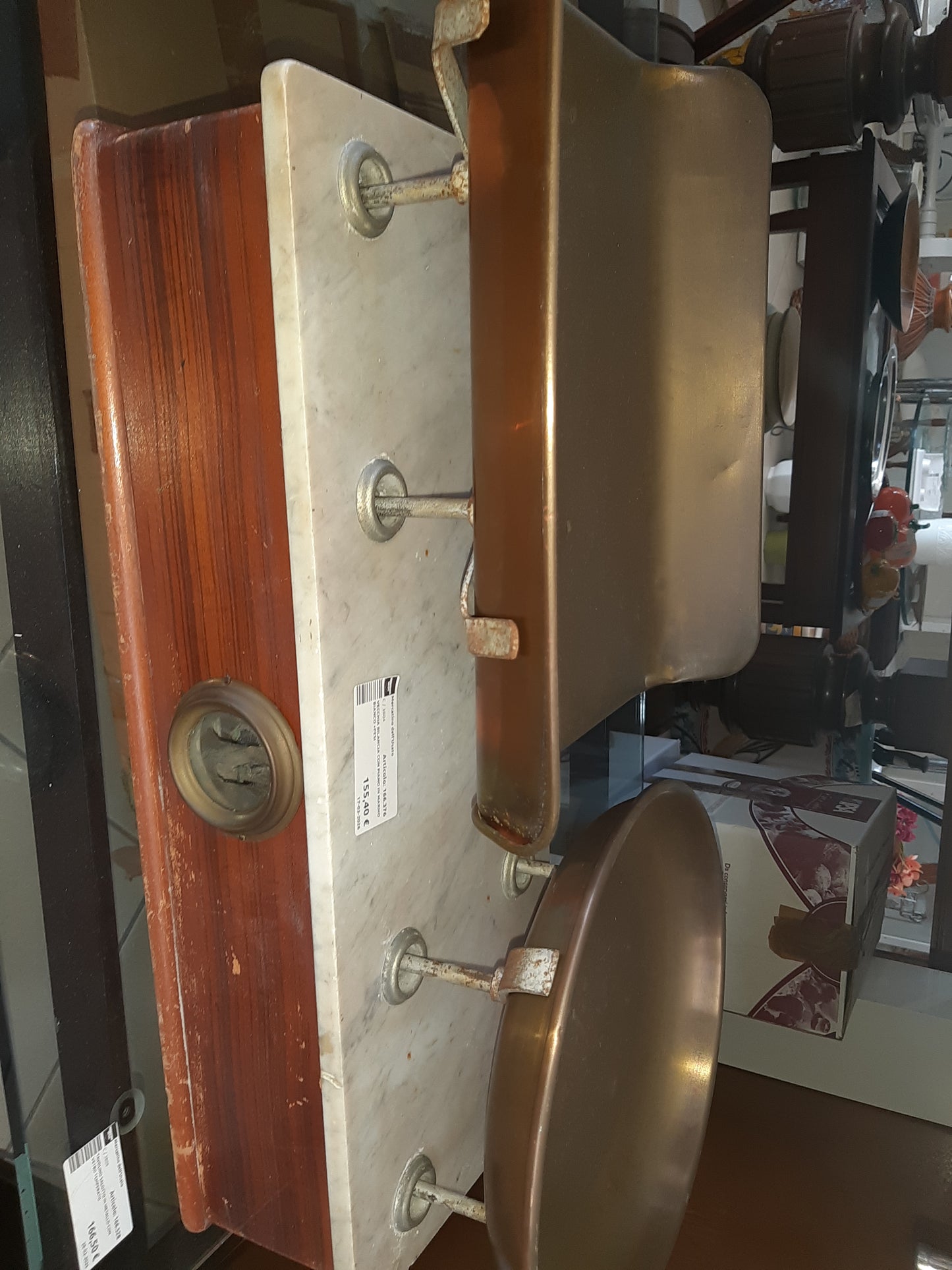 Vecchia Bilancia Con Piano In Marmo Bianco +pesi