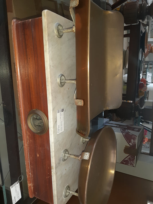 Vecchia Bilancia Con Piano In Marmo Bianco +pesi