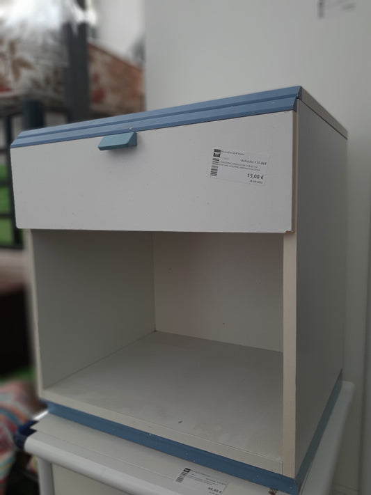 Comodino Singolo Un Cassetto Finiture Azzurre Abbinato A Comò
