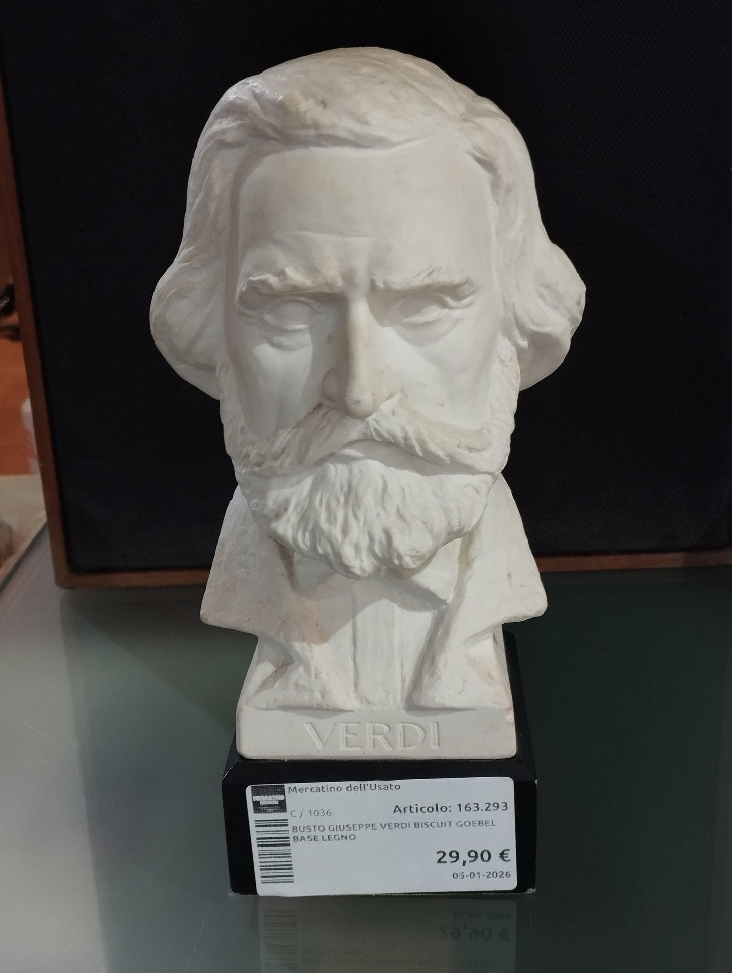 Busto Giuseppe Verdi Biscuit Goebel Base Legno