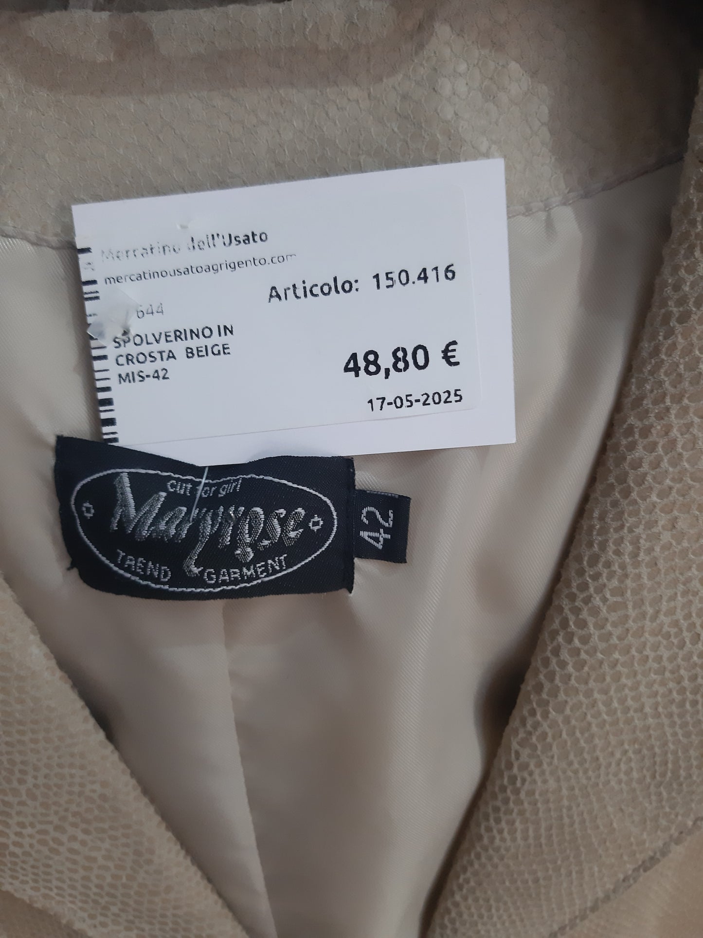 Spolverino In Crosta  Beige Mis-42