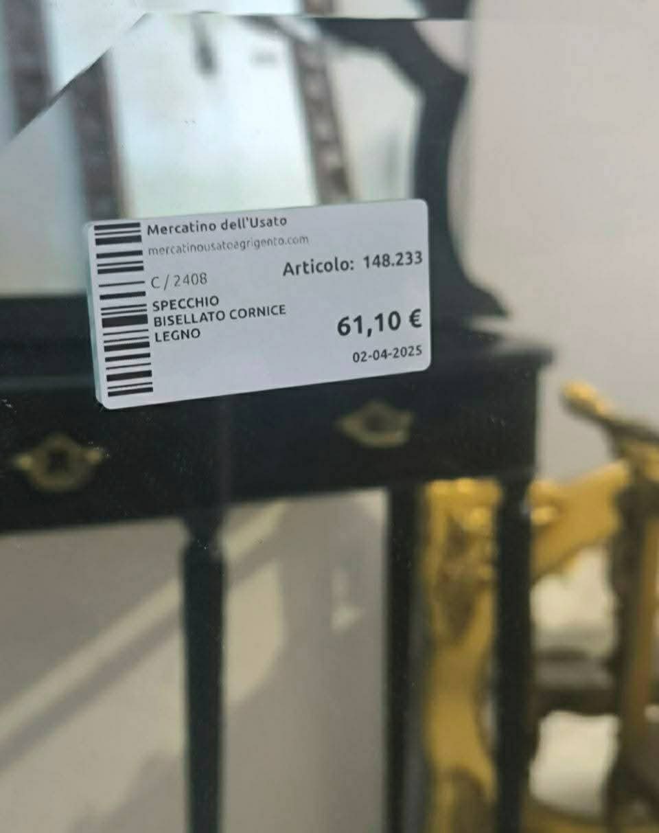 Specchio Bisellato Cornice Legno