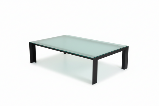 Tavolino Salotto In Metallo Con Vetro Temperato