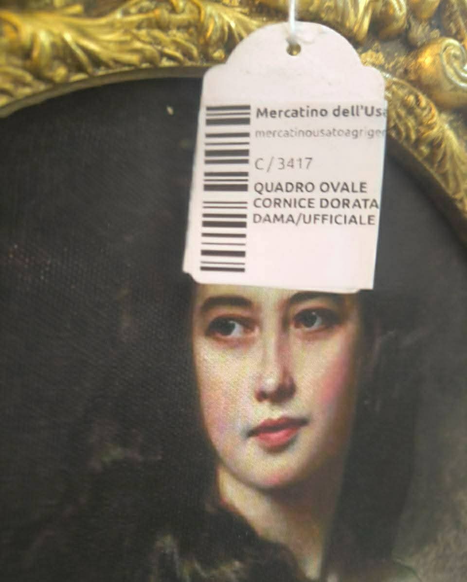 Quadro Ovale Cornice Dorata Dama/ufficiale