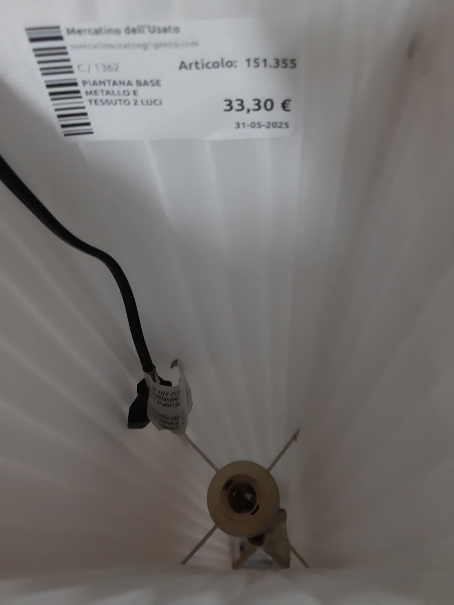 Piantana Base Metallo E Tessuto 2 Luci