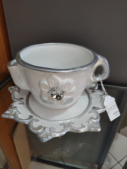 Tazza In Ceramica+piatto Accessorio Per Macchina Caffè