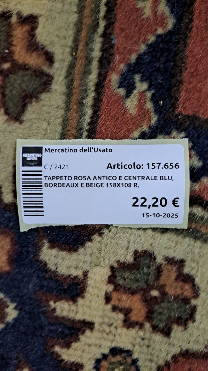 Tappeto Rosa Antico E Centrale Blu, Bordeaux E Beige 158x108 R.