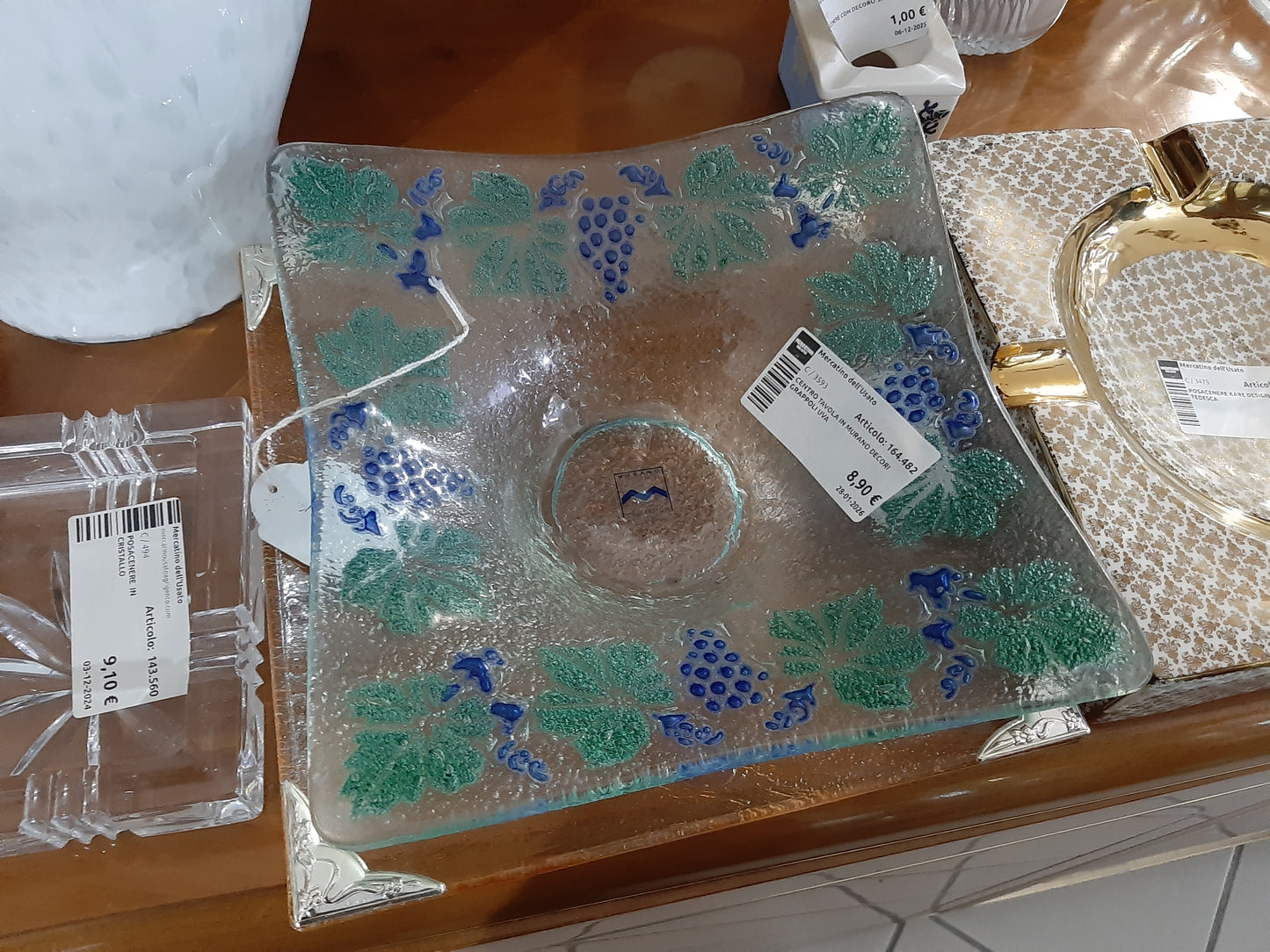 Centro Tavola In Murano Decori Grappoli Uva