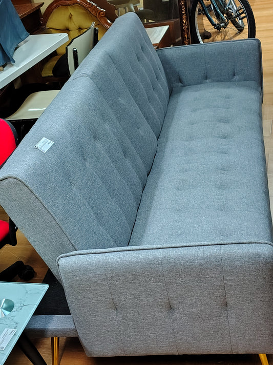 Divano Letto Grigio Moderno Con Bracciolo Centrale Portabicchieri