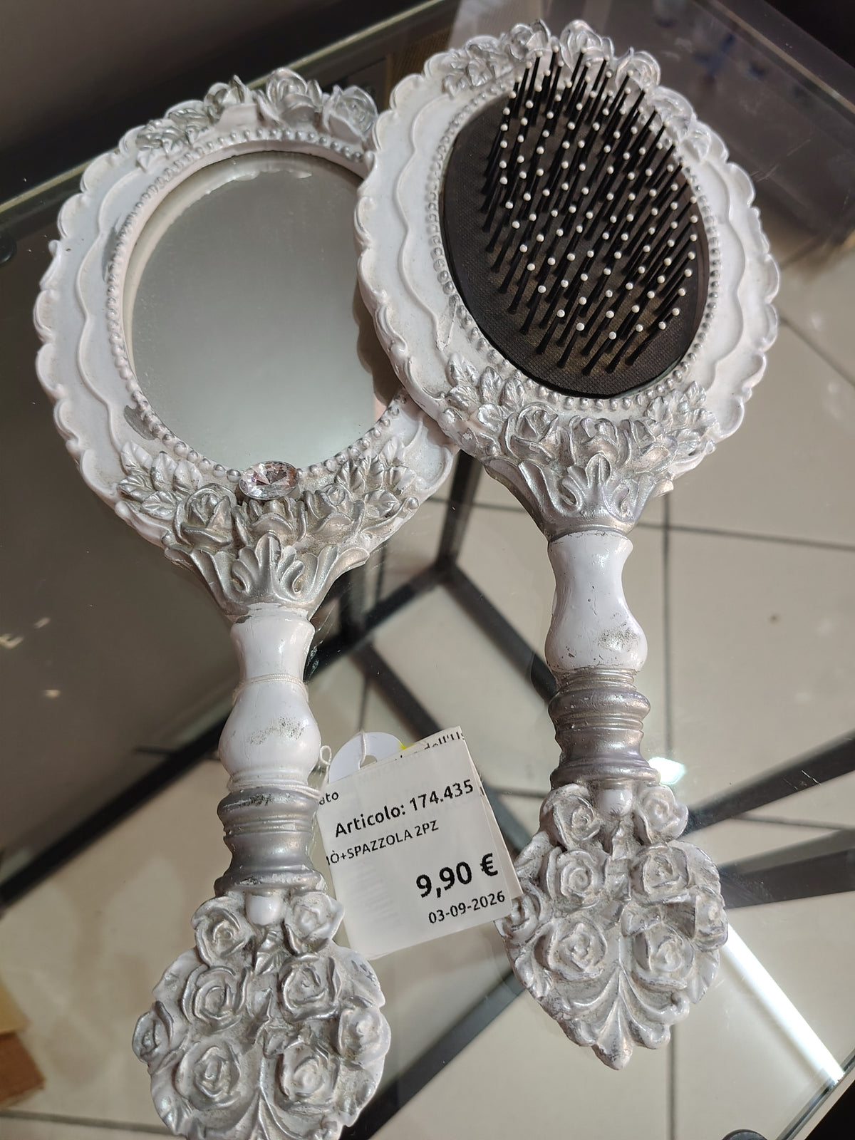 Specchio Da Comò+spazzola 2pz