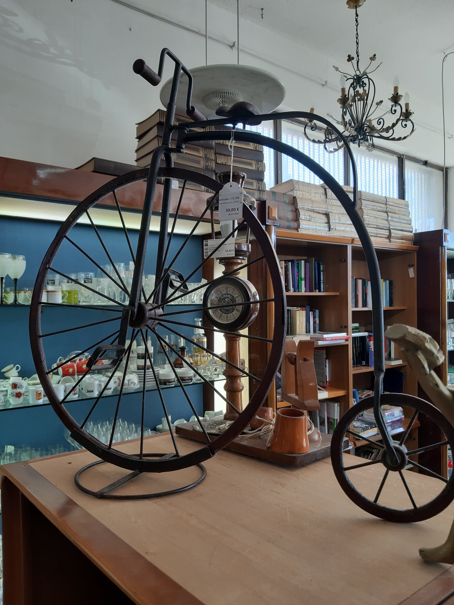Biciclo Velocipede In Metallo E Legno