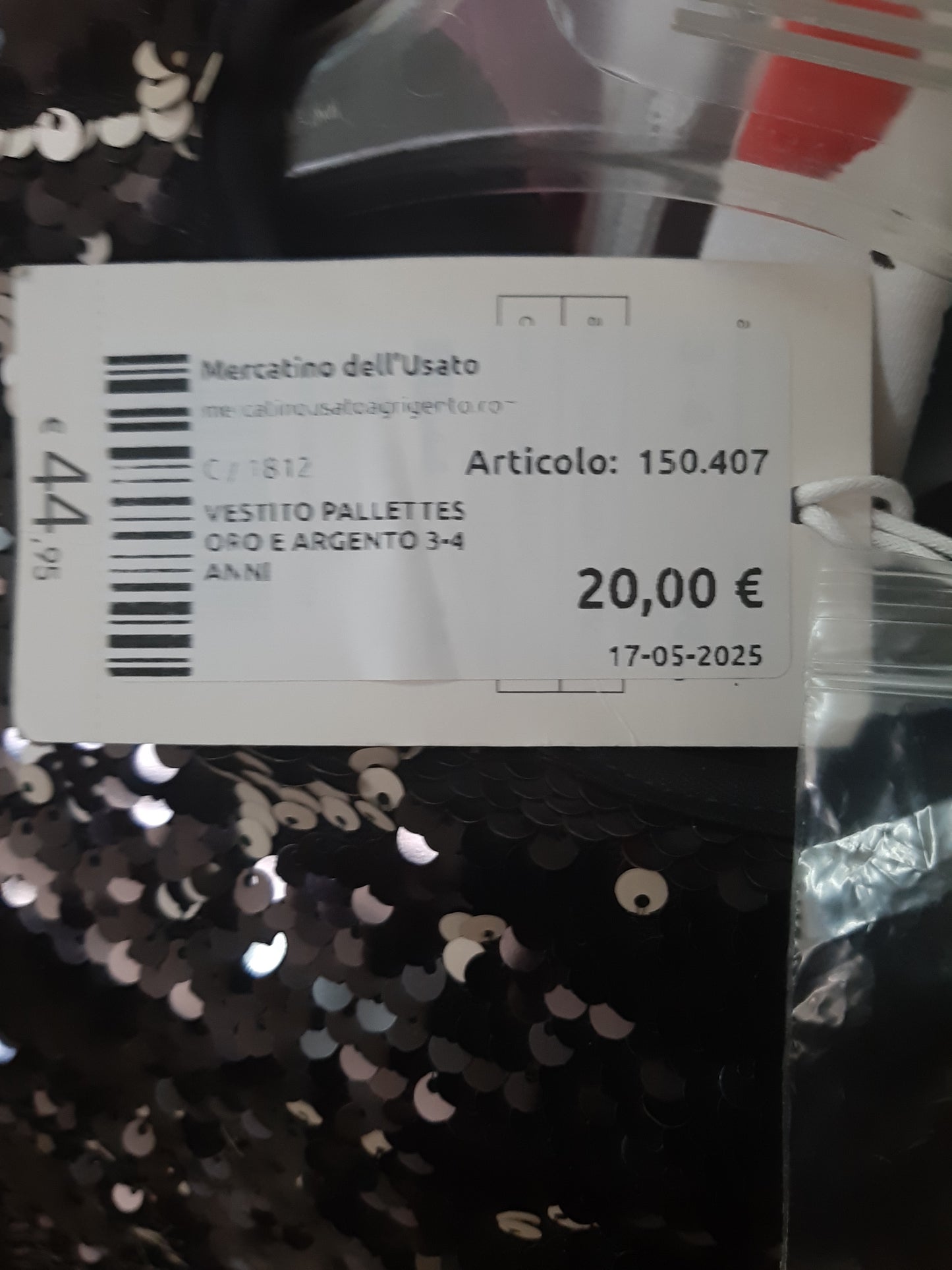 Vestito Pallettes Oro E Argento 3-4 Anni