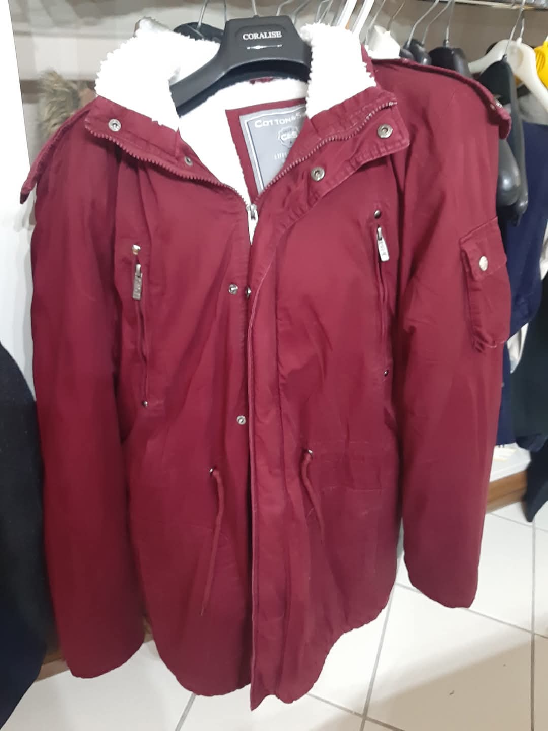 Cappotto Parcka Marrone /bordeaux Cotton &silk Mis Xl