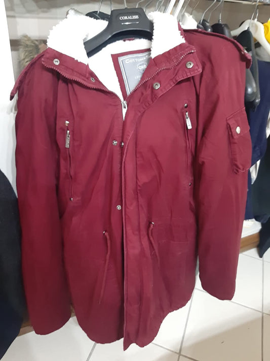 Cappotto Parcka Marrone /bordeaux Cotton &silk Mis Xl