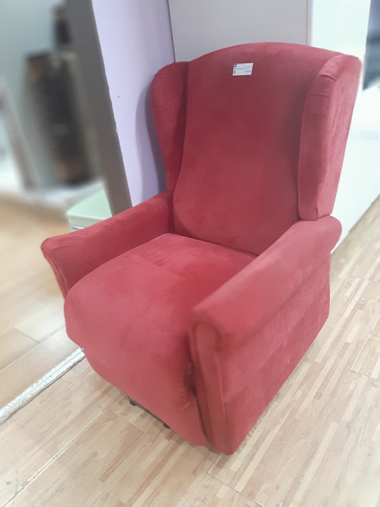 Poltrona Relax Con Telecomando Tessuto Rosso Bracciolo R.