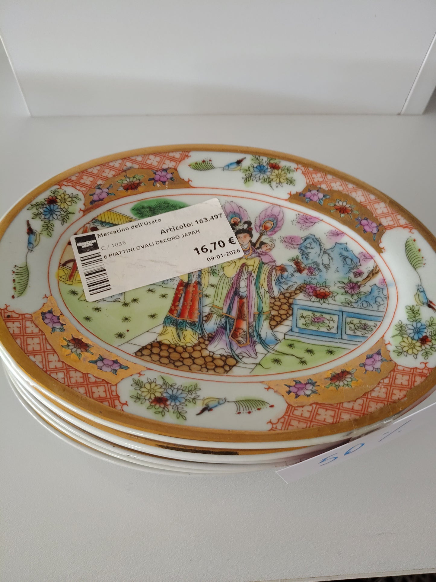 6 Piattini Ovali Decoro Japan