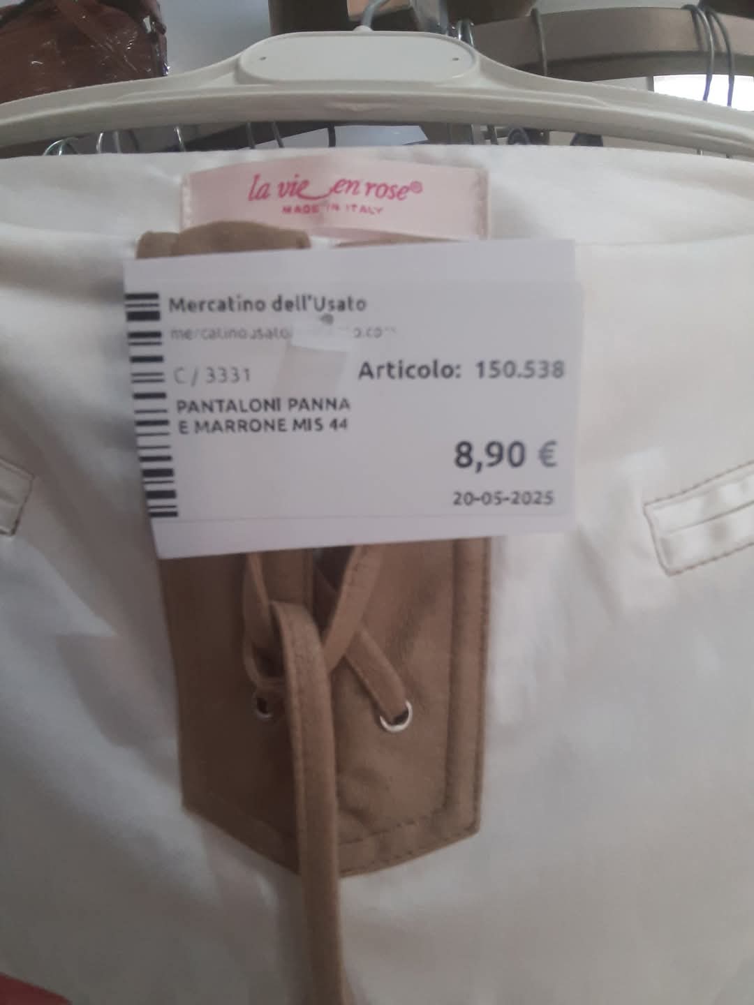Pantaloni Panna E Marrone Mis 44