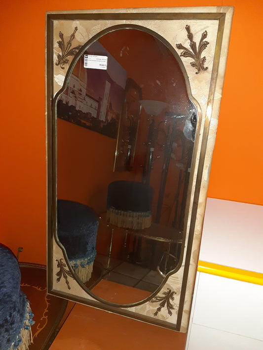 Vecchio Specchio Con Inserti Ottone