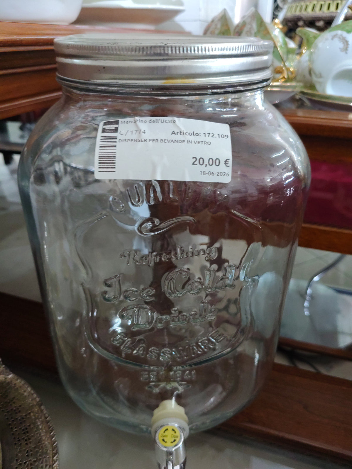 Dispenser Per Bevande In Vetro