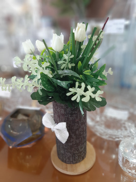 Vasetto Base Circolare Con Tulipani