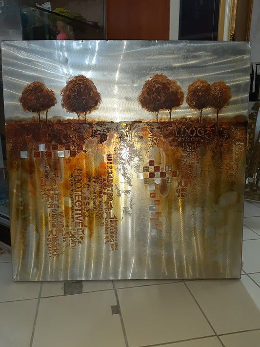 Quadro Con Alberi E Frasi Su Lastra In Metallo