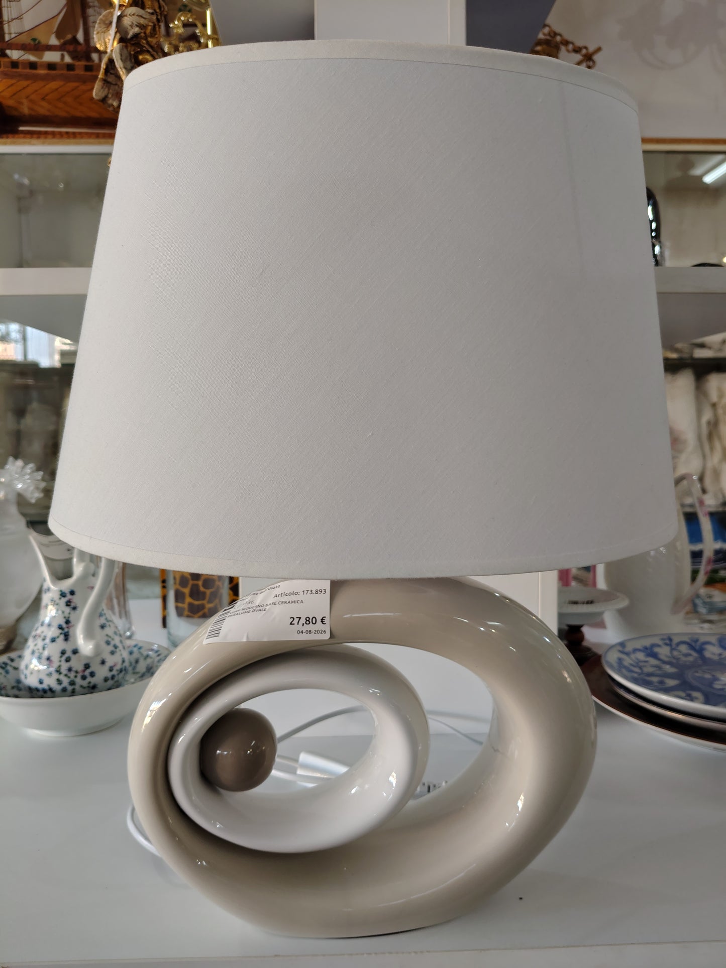Lume Moderno Base Ceramica Paralume Ovale