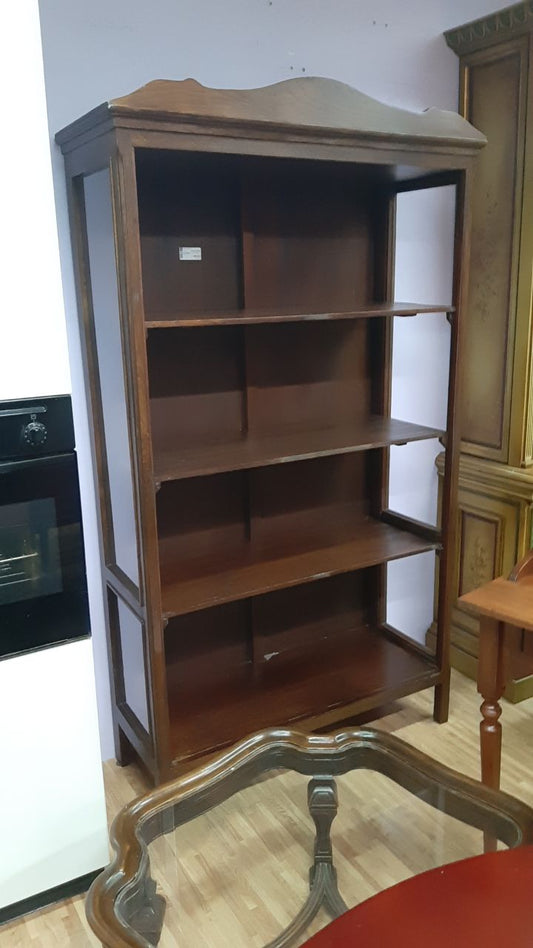 Antica Libreria 3 Mensola In Legno Vetri Laterali